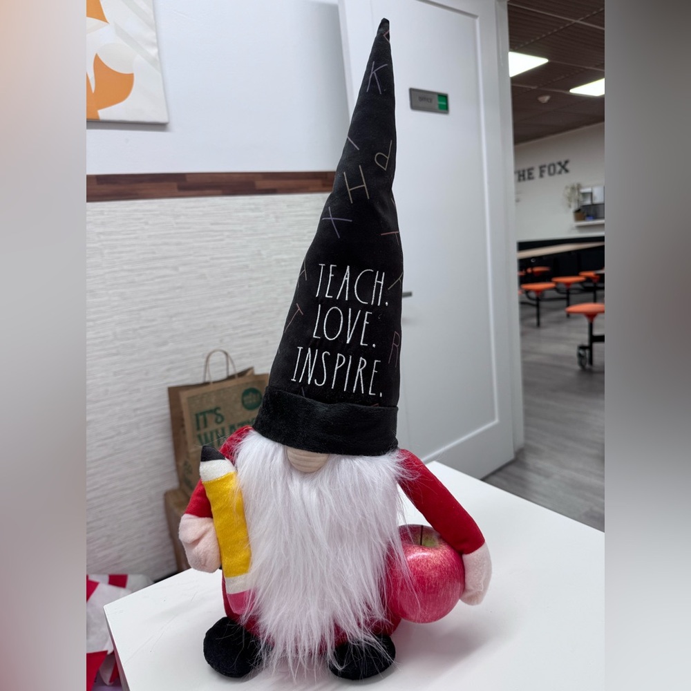 Rae Dunn Black Hat Gnome with Inspirational Message